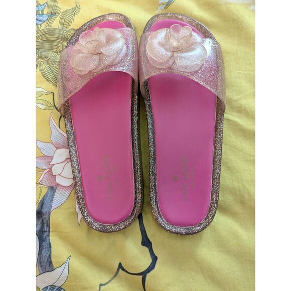 Kate Spade Splash Glitter Rubber Jelly Slip On Sandals Size 9 Slides Flip Flop - Picture 3 of 7